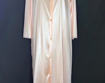 Vintage 70's VANITY FAIR Peach Nylon Peignoir Robe- Sz. S