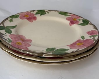 Set/3 Vintage Franciscan Desert Rose Hand Decorated Dinner Plates 10 5/8"
