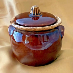 Hull Pottery Brun Droppglasyr Sockerskål Med Lock USA Vintage - Vintage Pottery