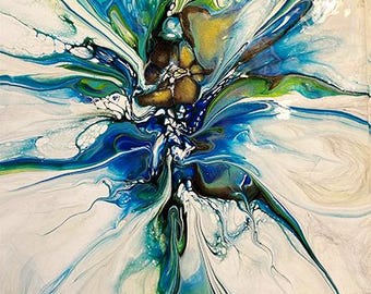 Adriana Naylor "MY BLUE VIOLET" Acrylic on Ceramic - Abstract