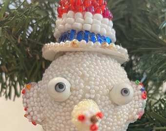 Hand Beaded "PINOCCHIO" Egghead Xmas Ornament