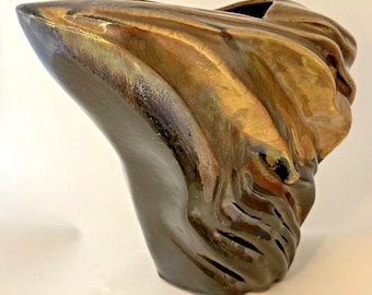 Exceptional Tony Evans Raku Pottery Mid Century Vase. - Rare Estate Sale Discovery!