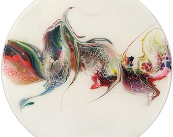 Adriana Naylor “MOVEMENT" Acrylic on Canvas - 12" Diam. Abstract
