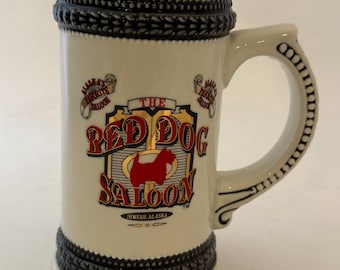Vintage The Red Dog Saloon Stein Mug Juneau AK Tom's Pots Scottish Terrier