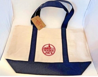 Trader Joe's Canvas Shopping Tote - Large Blue - New!