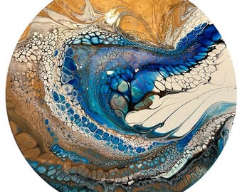 Adriana Naylor “DRAGONS" Acrylic on Canvas - 12" Diam. Abstract