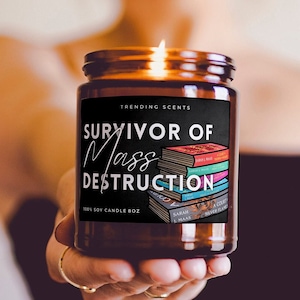 Survivor of Mass Destruction Candle | Bookish Gift Merch | Funny SJM Acotar TOG Inspired Candle / Gift | Crescent City Rhysand