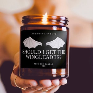 Fourth Wing Inspired Xaden Riorson / Tairn &quot;Should I get the Wingleader?&quot; Quote Candle | Bookish Candles Book Lovers | Fourth Wing Merch