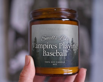 Smells Like Vampires Playing Baseball Candle | Great Gift for Twilight / Vampire Lover / Book Reader | Twilight Inspired Gift Candle