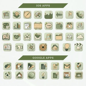 Sage Green iOS 14 App Icons, Nature Green iOS App Icon Pack, Green Aesthetic iPhone Icon Pack with Widgets and Phone Wallpapers image 4
