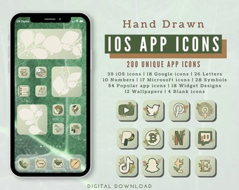 Sage Green Ios 14 App Icons, Nature Green Ios App Icon Pack, Green