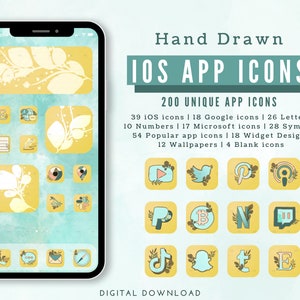 App Icons, Easter App Icons, Yellow iOS App Icons, iPhone App Icons, iOS 14 Icons