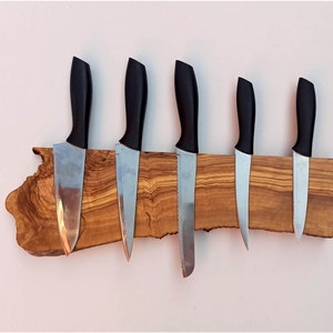 Magnetic Knife Rack, Made of Order Wooden Knife Holder, Live Edge Wood Knife Bar, Storage For Wall, Knife Rack, Chef&#39;s knife organizer