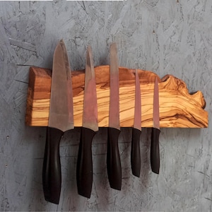 Magnetic Knife Rack, Made of Order  Wooden Knife Holder, Live Edge Wood Knife Bar, Storage For Wall, Knife Rack, Chef&#39;s knife organizer