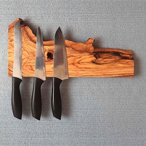 Magnetic Knife Rack, Made of Order Wooden Knife Holder, Live Edge Wood Knife Bar, Storage For Wall, Knife Rack, Chef&#39;s knife organizer