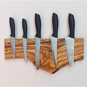 Magnetic Knife Rack, Made of Order Wooden Knife Holder, Live Edge Wood Knife Bar, Storage For Wall, Knife Rack, Chef&#39;s knife organizer