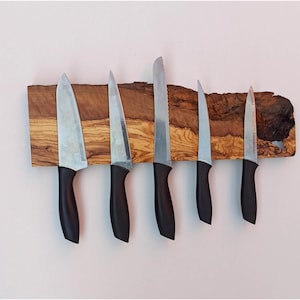 Magnetic Knife Rack, Made of Order Wooden Knife Holder, Live Edge Wood Knife Bar, Storage For Wall, Knife Rack, Chef&#39;s knife organizer