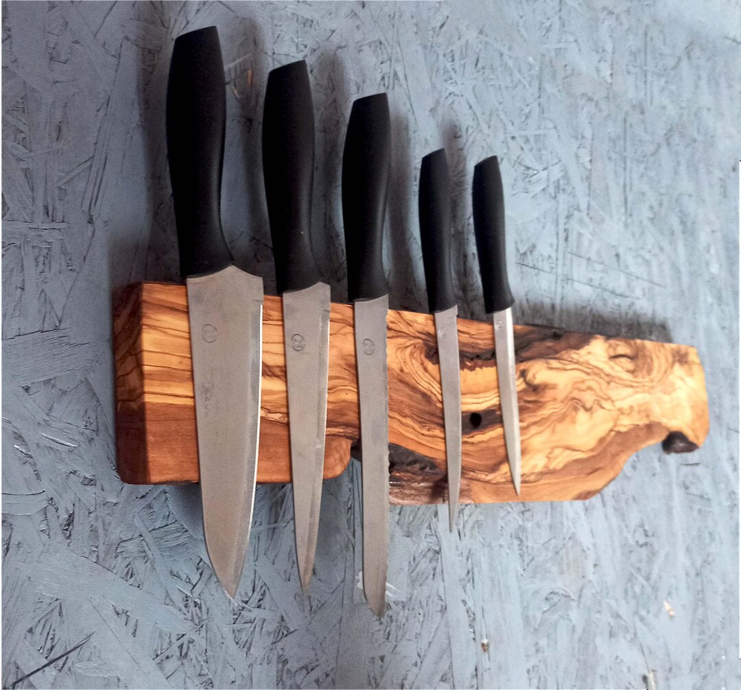 Magnetic Knife Rack, Made of Order Wooden Knife Holder, Live Edge Wood ...