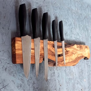 Magnetic Knife Rack, Made of Order  Wooden Knife Holder, Live Edge Wood Knife Bar, Storage For Wall, Knife Rack, Chef&#39;s knife organizer