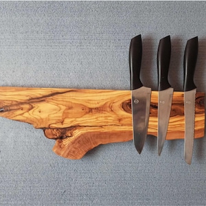 Magnetic Knife Rack, Made of Order Wooden Knife Holder, Live Edge Wood Knife Bar, Storage For Wall, Knife Rack, Chef&#39;s knife organizer