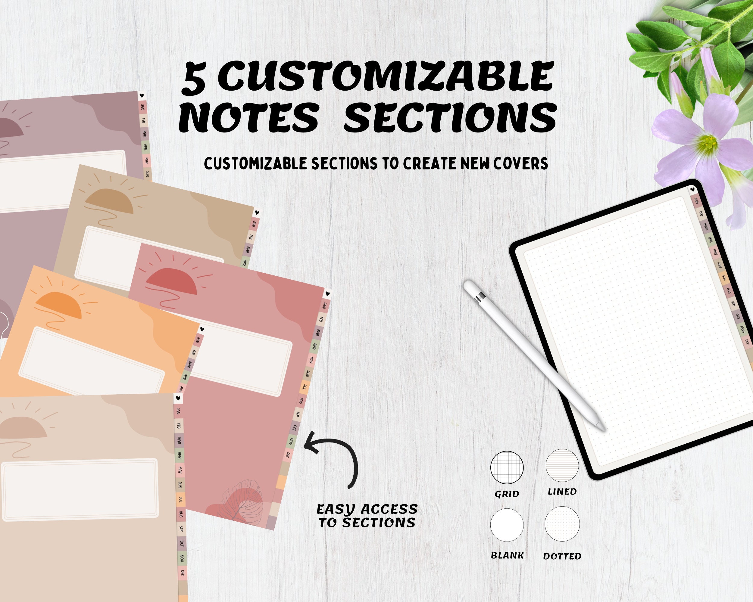 Undated Goodnotes Planner, Monthly Digital Planner, Goodnotes Template