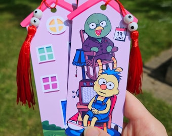 DHMIS Double-sided Novelty Bookmarks: Handmade Don't Hug Me I'm Scared Bookmark Beaded with Tassel