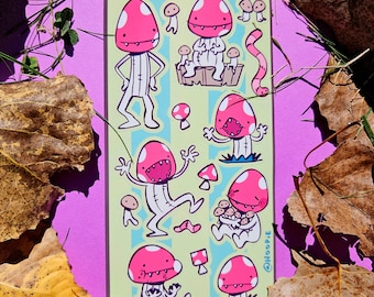 WiLD MUSHROOMS! glossy sticker sheet.