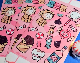 MONSTER CANDY glossy sticker sheet.