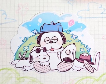 Sleeping Beagle Brothers Sticker – Cute Puppy Vinyl Decal