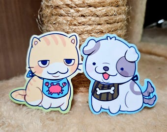 Orange Tabby and Puppy Glossy Sticker – Gift for Pet Lovers