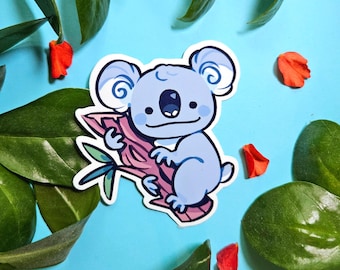 Koala Hugging Tree Glossy Sticker