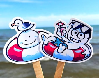 Floatie Friends Glossy Stickers: Fun Beach Summer Vinyl Decals