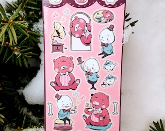 LiTTLE SKELETON and BEAR glossy sticker sheet.