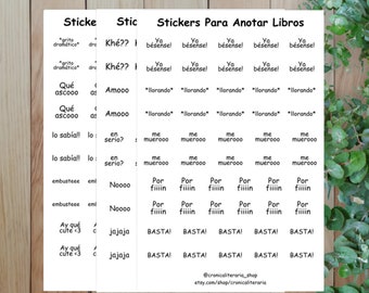 Funny Spanish Stickers for Book Annotation: Vinyl Sticker Sheet