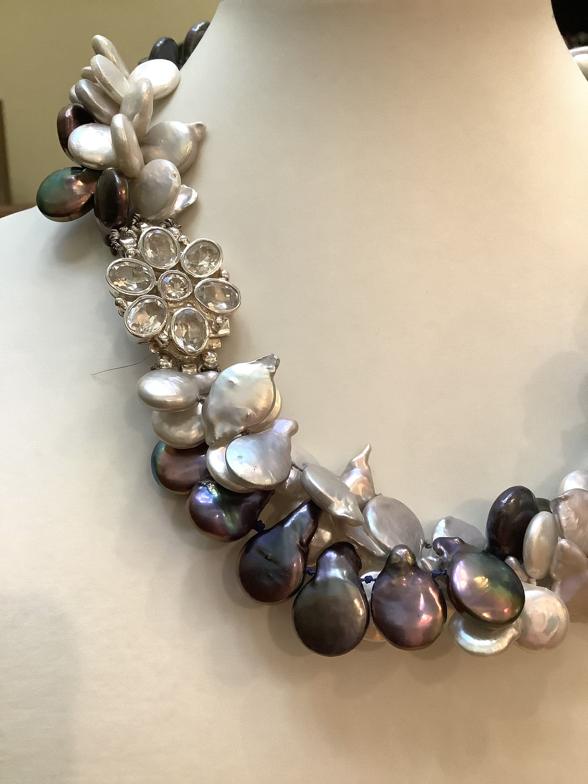Multi-strand Coin Pearl Necklace With 