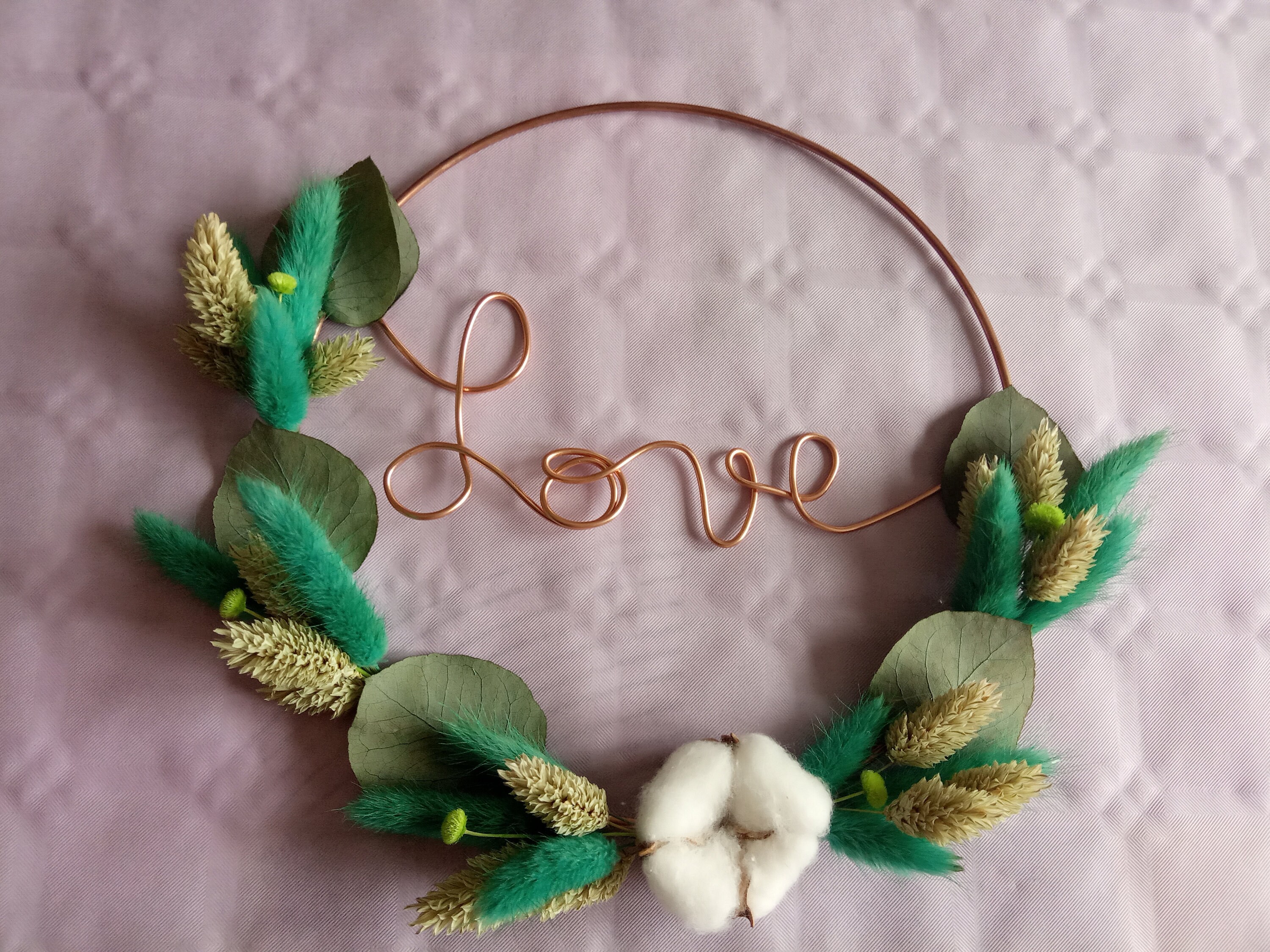 Couronne Love Fleur Séchées Bleues