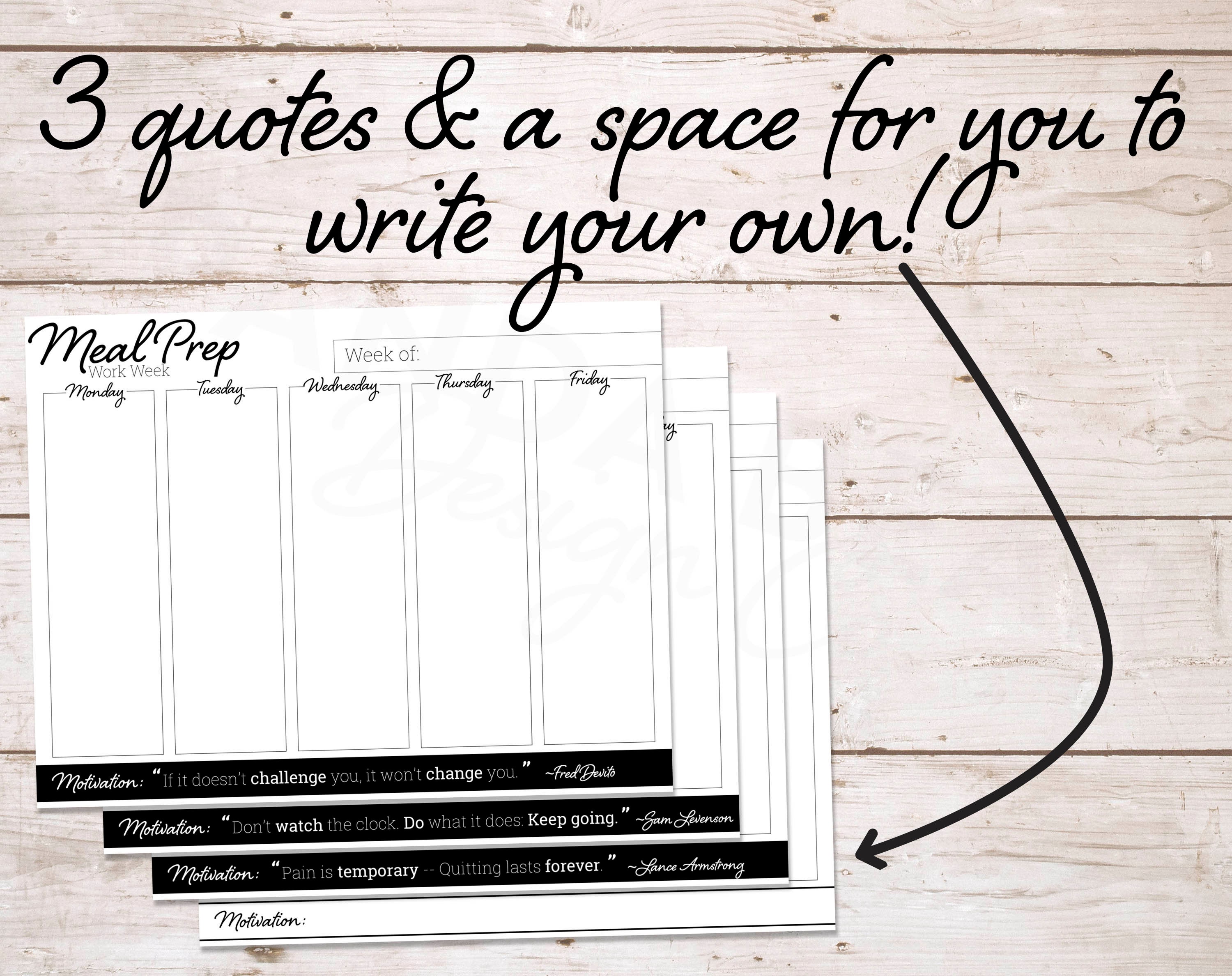 Printable Minimalist Weekly Meal Planner Mini Bundle | Meal Prep ...
