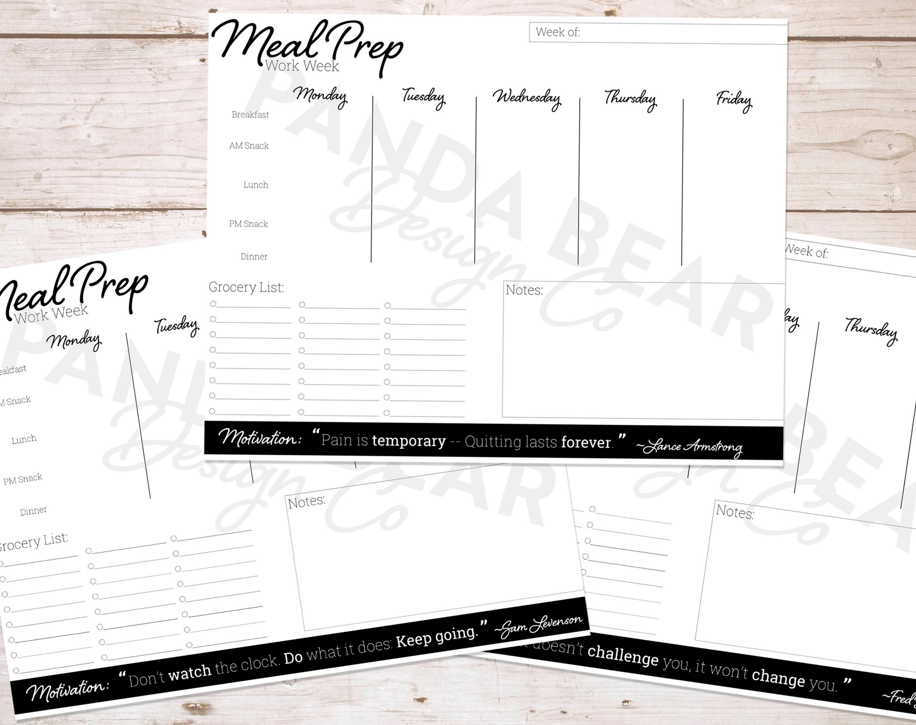 Basic Printable Weekly Meal Prep Planner Digital Downloadable File - Etsy