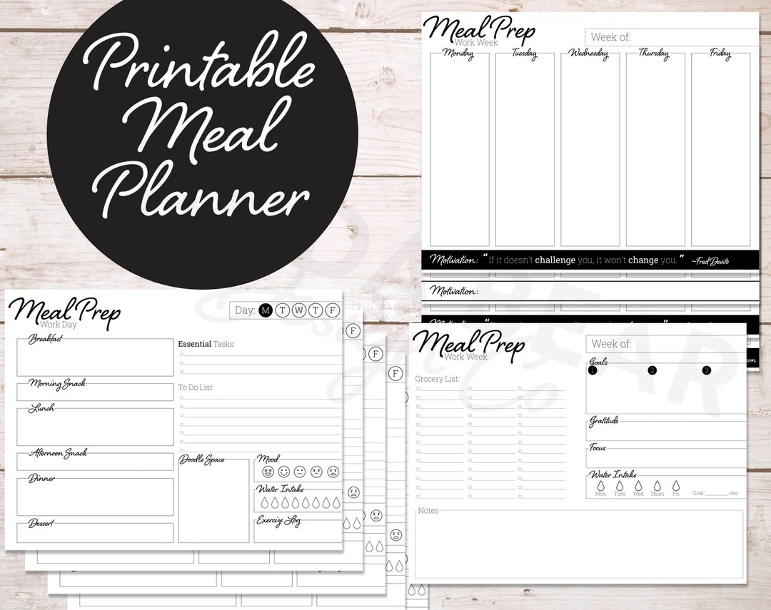 Printable Minimalist Weekly Meal Planner Mini Bundle | Meal Prep ...