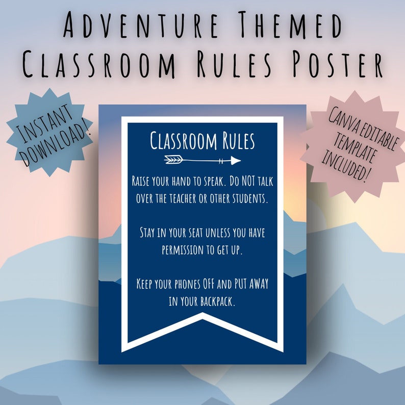 Adventure Themed Classroom Rules Poster Etsy