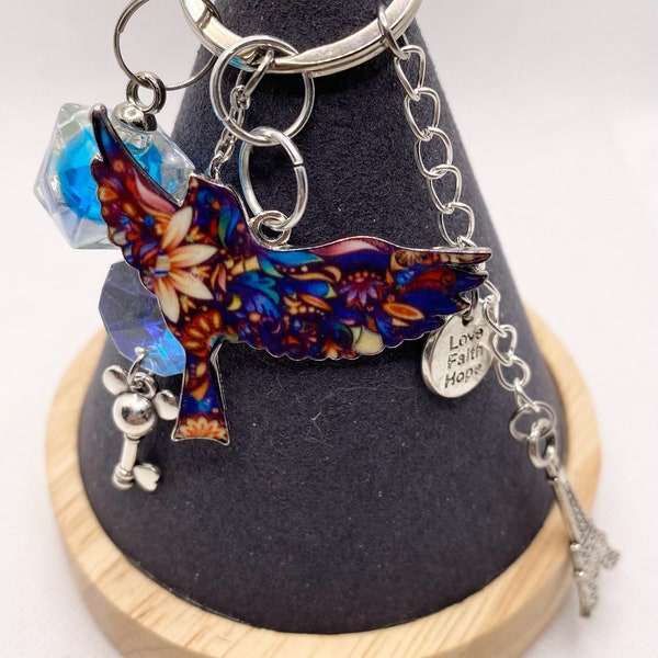 Porte clé style oiseau multicolore