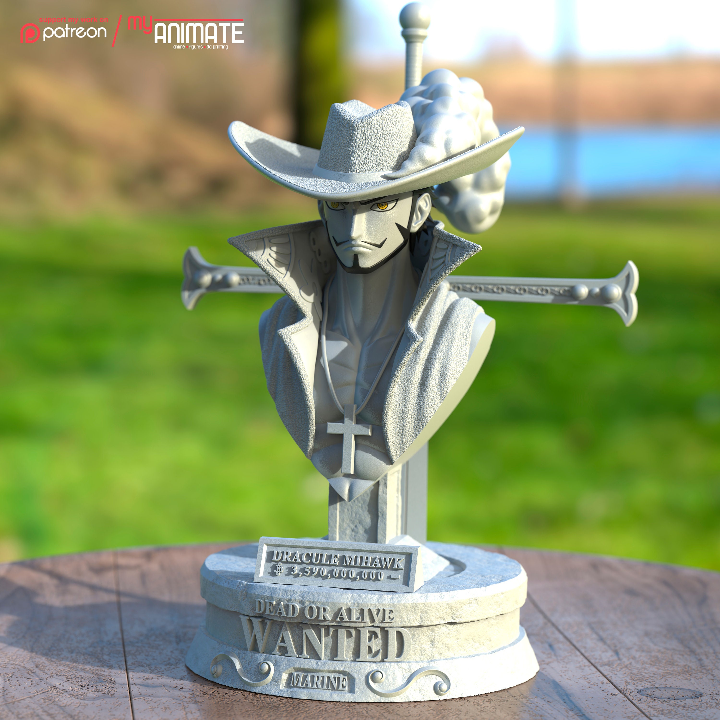 STL file Mihawk bust - one piece 👤・3D printer design to download