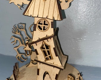 Haunted house Halloween decoration, laser cut kit, self build and paint