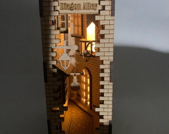 Wizards Alley Book Nook Kit, with LED lights, quality laser cut, great Mother’s Day gift