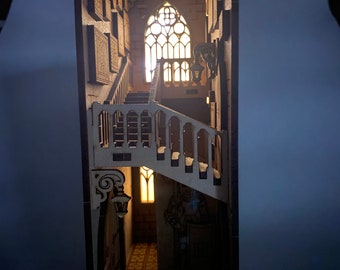 Wizards school hallway, castle hall, book nook kit with led lights, quality laser cut,  gift for any occasion, H Potter inspired