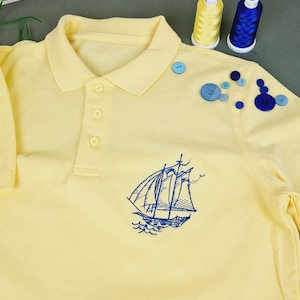 Blue Boat Polo Shirt, Monogrammed Polo, Toddler Polo Shirt, Monogram T-Shirt, Baby Boy Gift, Custom T-Shirt, Baby Boy Polo, Baby Name Clothe