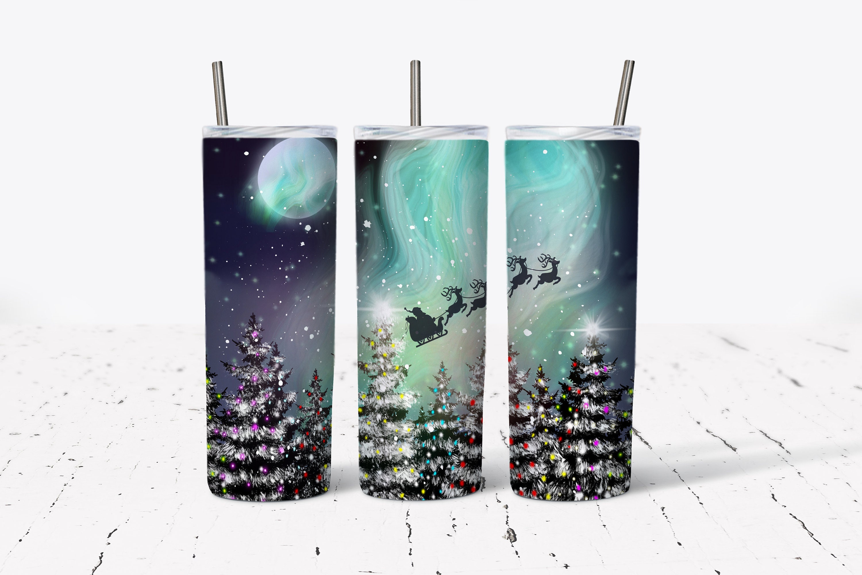 Personalized Aurora Borealis Arctic Wildlife Tumbler 20oz, Northern Lights  Custom Travel Cup, Owl Wolf Reindeer Winter Insulated Cup 