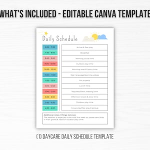 Home Daycare Monthly Menu Editable | Daycare Daily Schedule Template ...