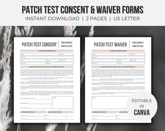 Patch Test Consent and Waiver Forms Editable | Lash Artist Forms | Esthetician Template | Brow and Lash Tinting | Instant Download