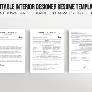 Interior Designer Resume Template | Resume with Cover Letter | Resume Template Modern | Cover Letter Template | Instant Download